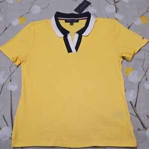 Tommy Hilfiger Yellow Polo with White and Black Accents
